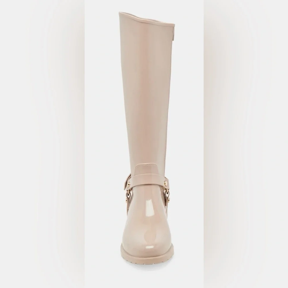 Women's Beige Knee-High Waterproof Boots